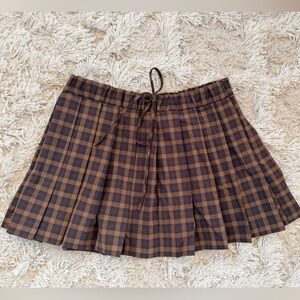 ZARA Plaid Brown Pleated Skirt